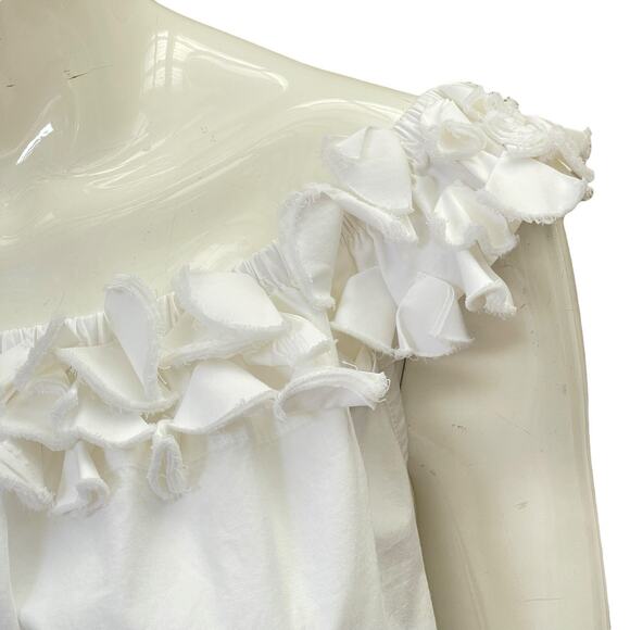 Trina Turk White Cotton Ruffle Neckline Tank Top Camisole Medium - Picture 3 of 6